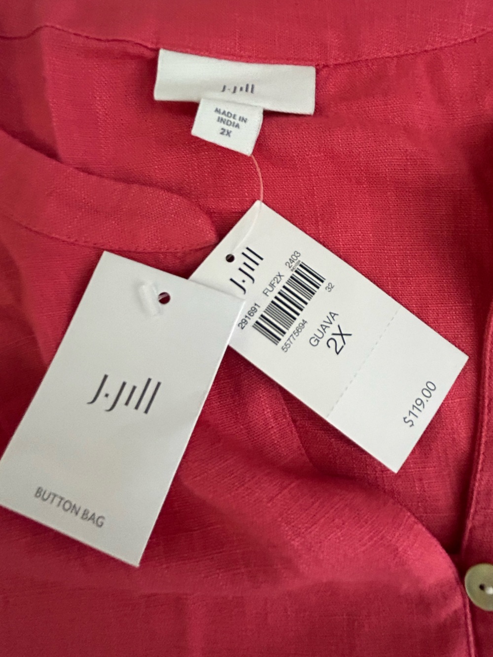 J. Jill Guava Linen Blend Dress 2X Coastal Boho Button Up Midi NWT - Picture 7 of 12